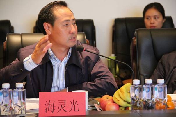 海南省內(nèi)蒙古商會會長、內(nèi)蒙古農(nóng)牧業(yè)產(chǎn)業(yè)化龍頭企業(yè)協(xié)會海南辦事處主任海靈光介紹對接情況.JPG